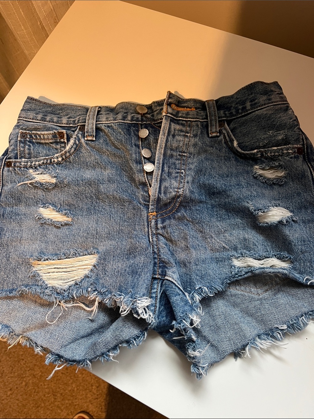Denim Forum The Ex Boyfriend short Distressed Blue Jean Shorts